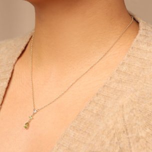 Collana in Argento 925 placcato Oro Giallo 18Kt con Ciondolo in Peridoto Verde