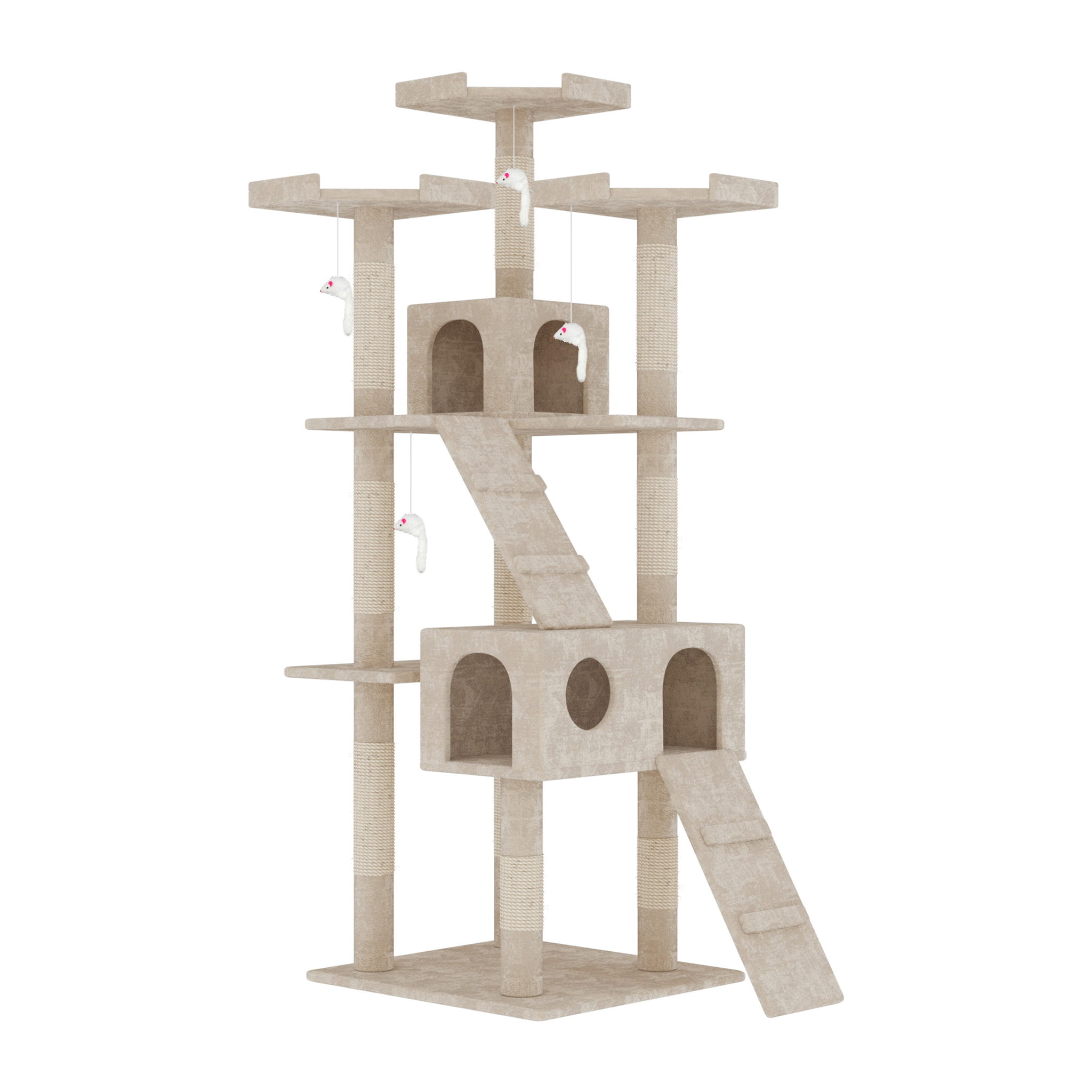 Albero per Gatto con Graffiatoio Cuccia Giocattolo Gatti Parco Giochi Tiragraffi in Sisal Naturale 170 x 49 x 49 cm