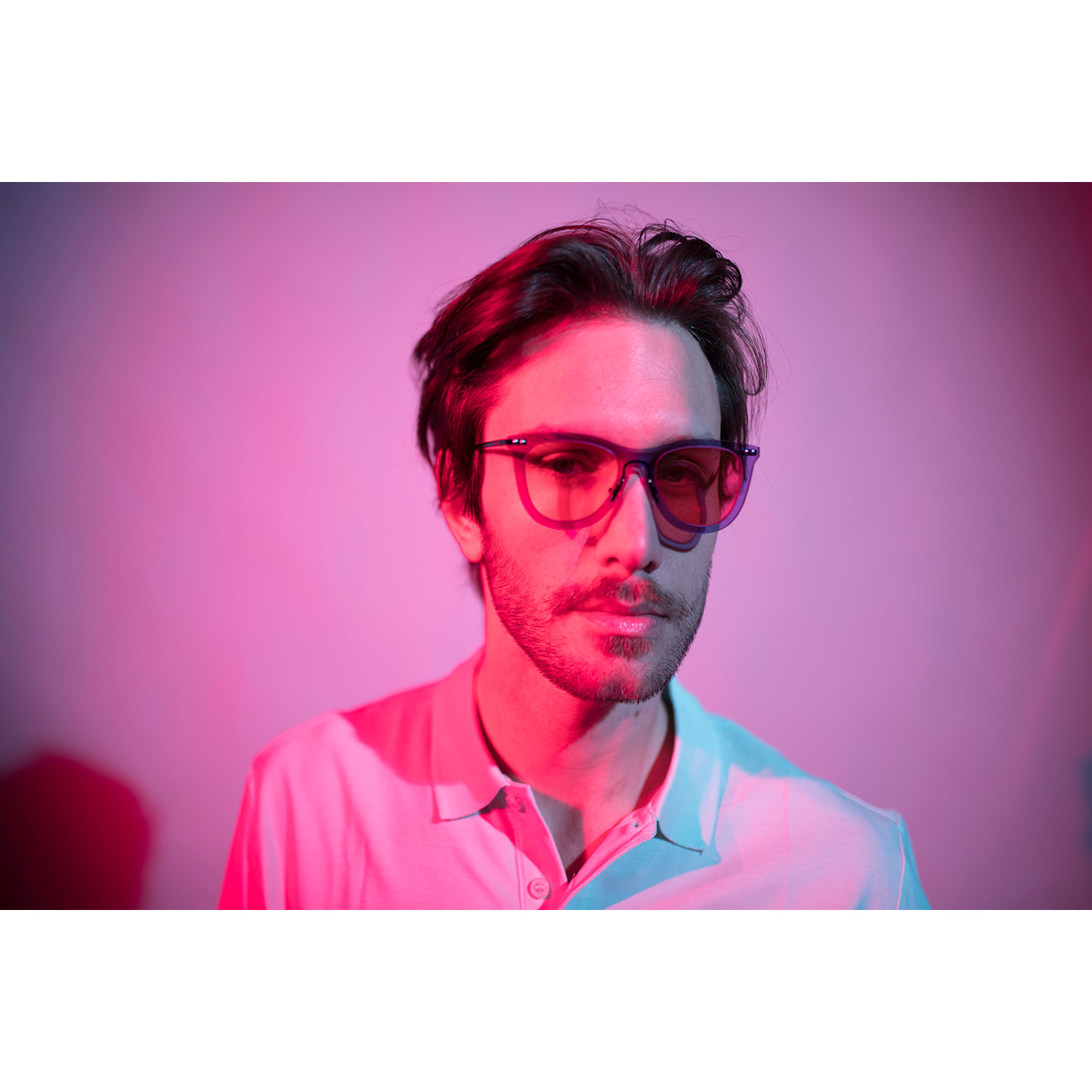 Gafas de sol PALO ALTO ARLES - Azul transparente / Transparente rosa degradado y patilla de metal negro mate
