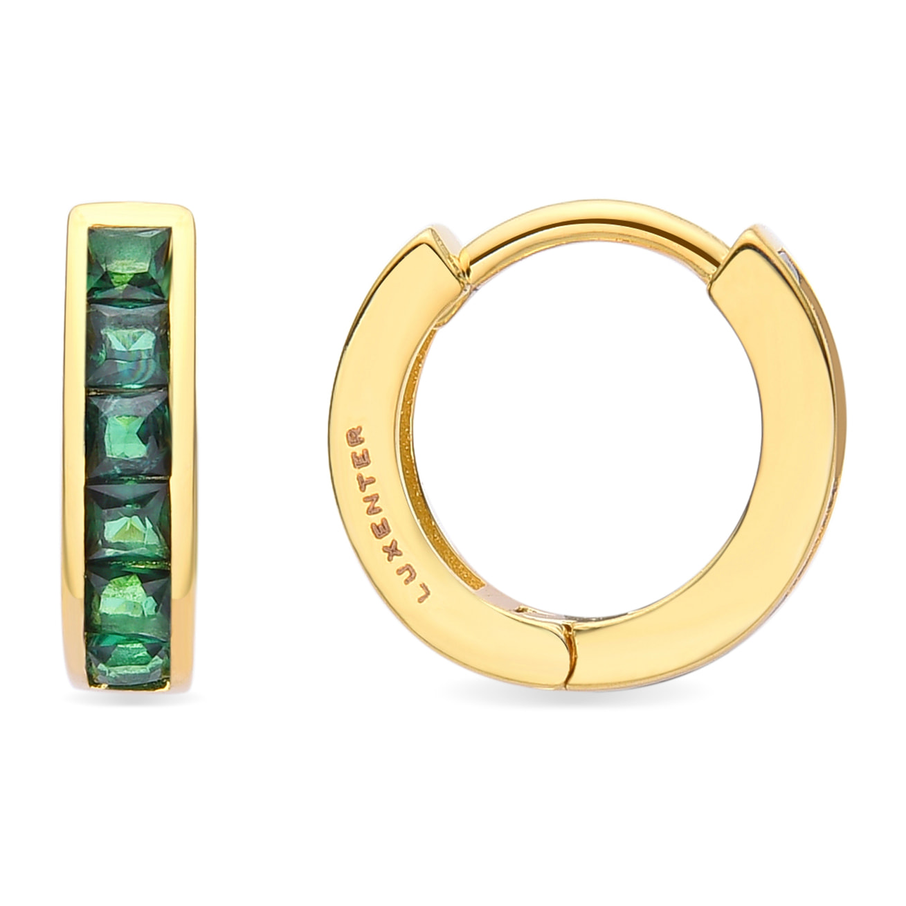 Pendientes de 9mm de diámetro con Circonita Esmeralda acabado oro amarillo de 18K