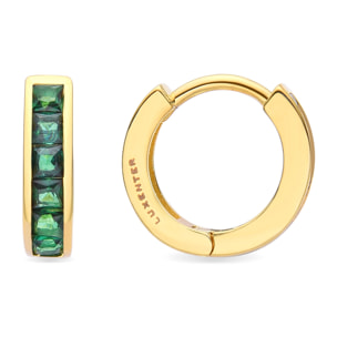 Pendientes de 9mm de diámetro con Circonita Esmeralda acabado oro amarillo de 18K