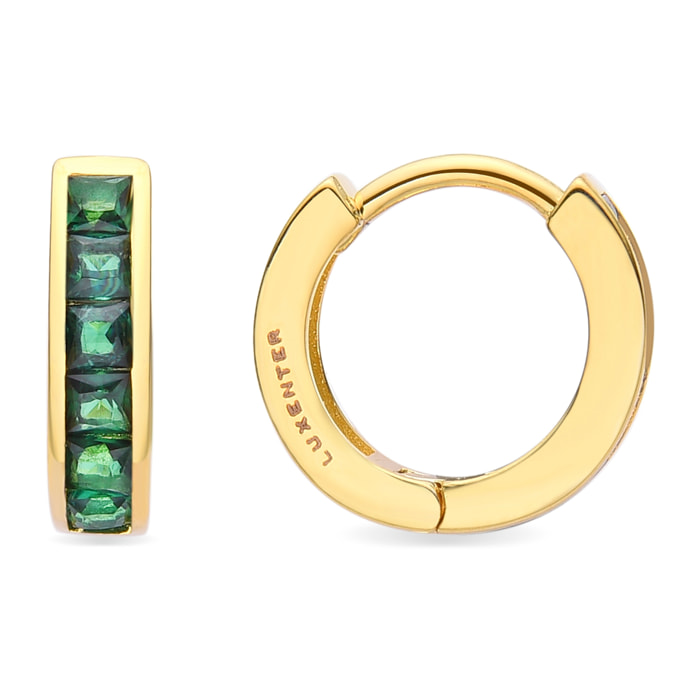 Pendientes de 9mm de diámetro con Circonita Esmeralda acabado oro amarillo de 18K