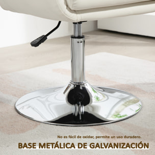 Butaca de Dormitorio Moderna Butaca de Salón Giratoria Tapizado en PU con Altura Ajustable Reposabrazos y Cojín Butaca para Sala de Estar Blanco