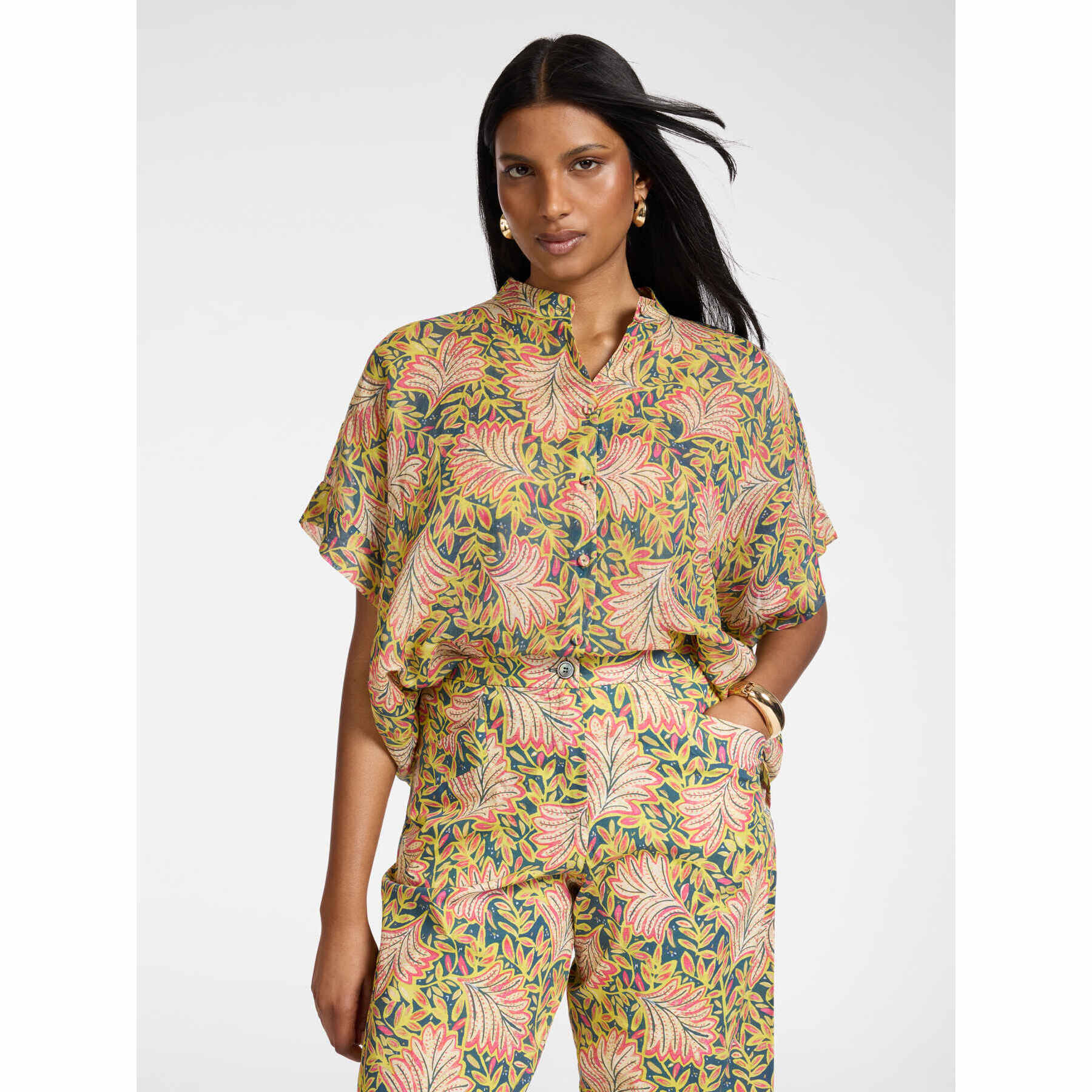 Elena Mirò - Camicia in ramié stampato - Giallo