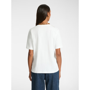 Elena Mirò - T-shirt con frange in strass - Bianco