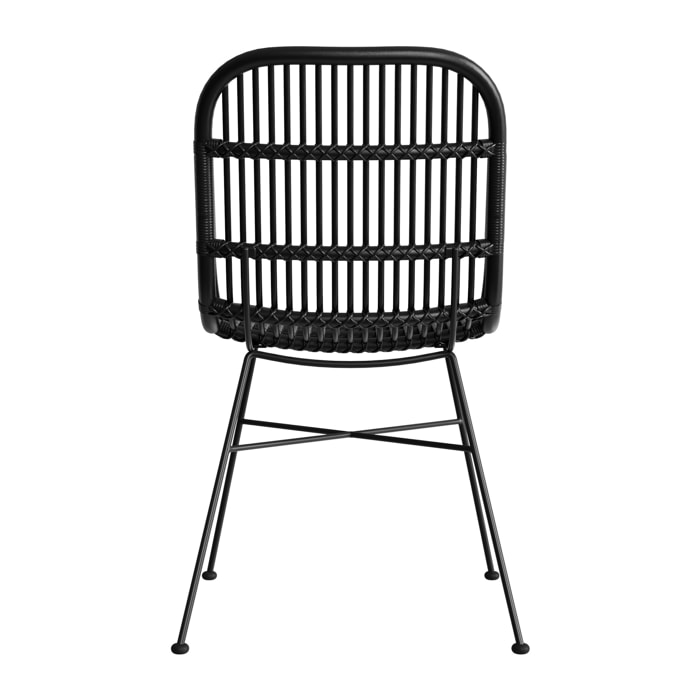 Lot de 2 chaises en rotin et pieds en métal noir - Moon