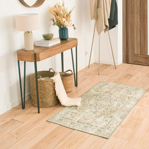 Carry - tapis vintage style oriental lavable en machine à 30°c, kaki