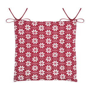 Galette de chaise esprit chalet traditionnel en coton - Rouge