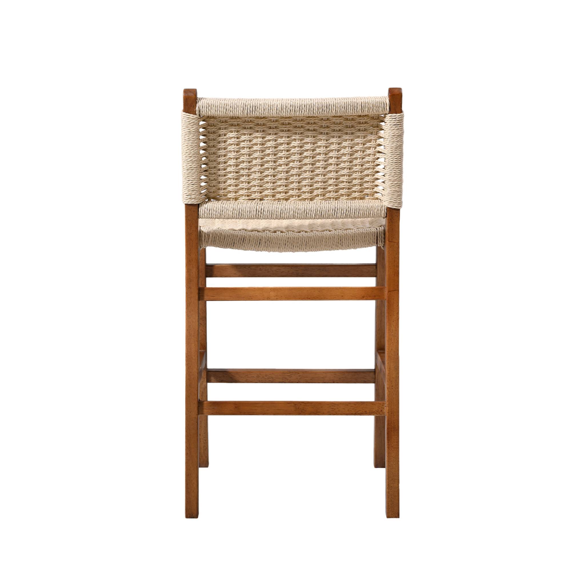 Tabouret de bar bois d'hévéa et assise en cordes 64cm (lot de 2) JOY