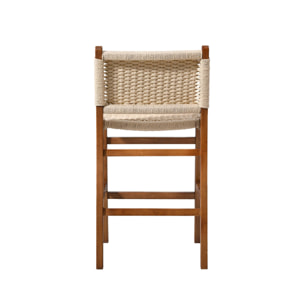Tabouret de bar bois d'hévéa et assise en cordes 64cm (lot de 2) JOY