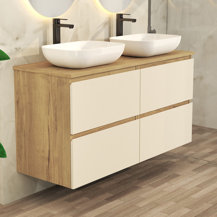 Conjunto de Baño Nia | Mueble Suspendido | 120 cm Glaciar |Cuatro Cajones | Lavabo Sobrepuesto | No incluye Espejo | Mueble Montado| Alday