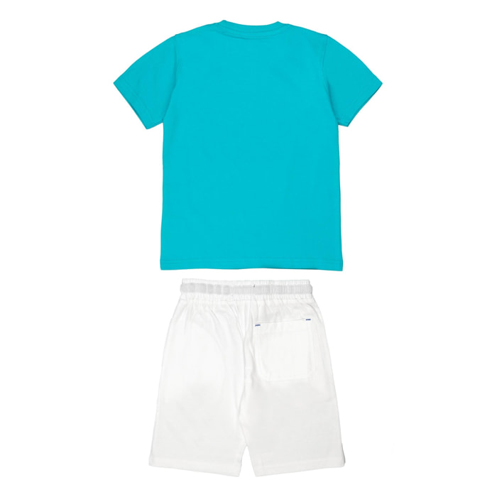Set t-shirt e shorts jersey con stampa windsurf Polo Club St Martin Turchese