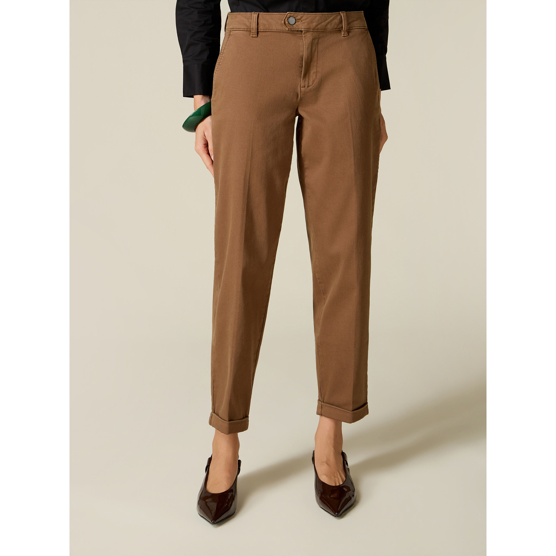 Oltre - Pantaloni chinos misto cotone - Marrone