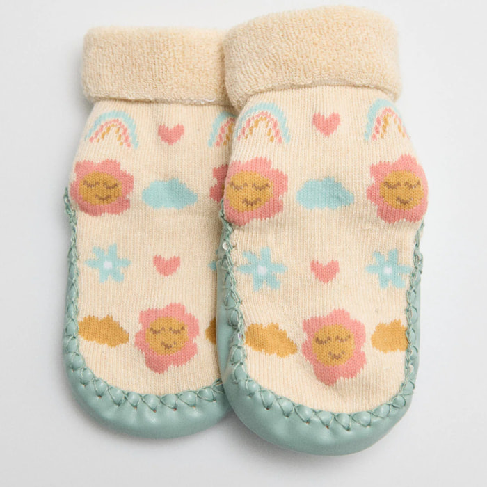 Calzino termico per neonato Sweet Flowers con suola antiscivolo