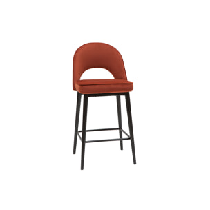 Tabouret de bar design en velours terre brûlée et métal H69 cm BELLEROSE