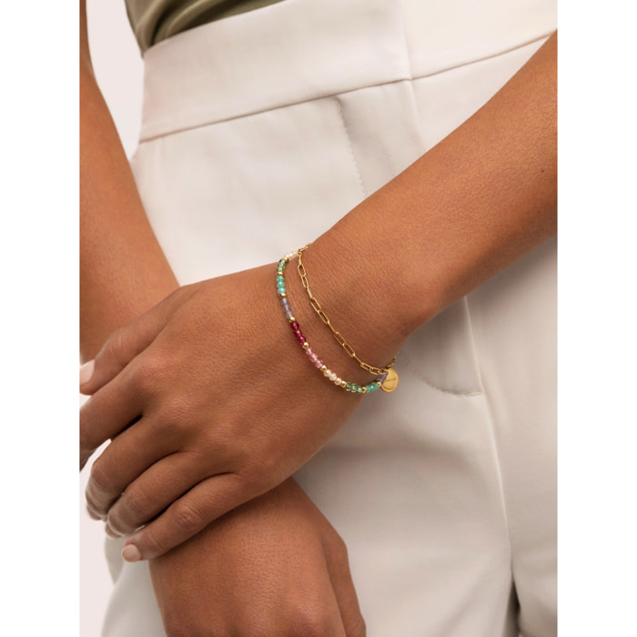 Pulsera Dye Dots Pastel Acero Baño Oro