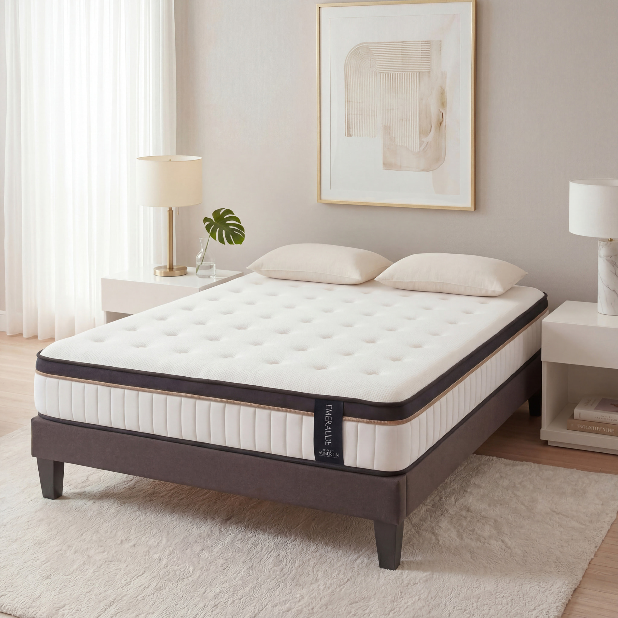 Matelas Emeraude, Mémoire de Forme & Mousse polyuréthane Hyper Soft Air System, Soutien Ferme, 24 cm, Très Bonne Aération