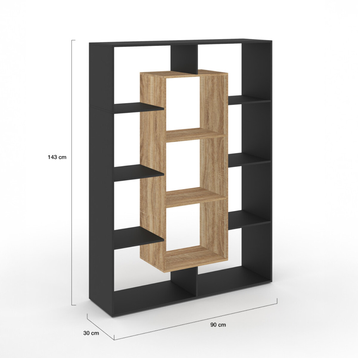 Etagère bibliothèque Paulette bois et noire