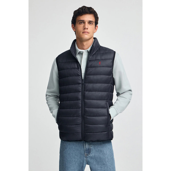 Chaleco ultralight azul marino con logo Rigby Go