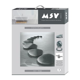 Abattant wc MDF Chemin de galets Gris - Charnières Inox MSV