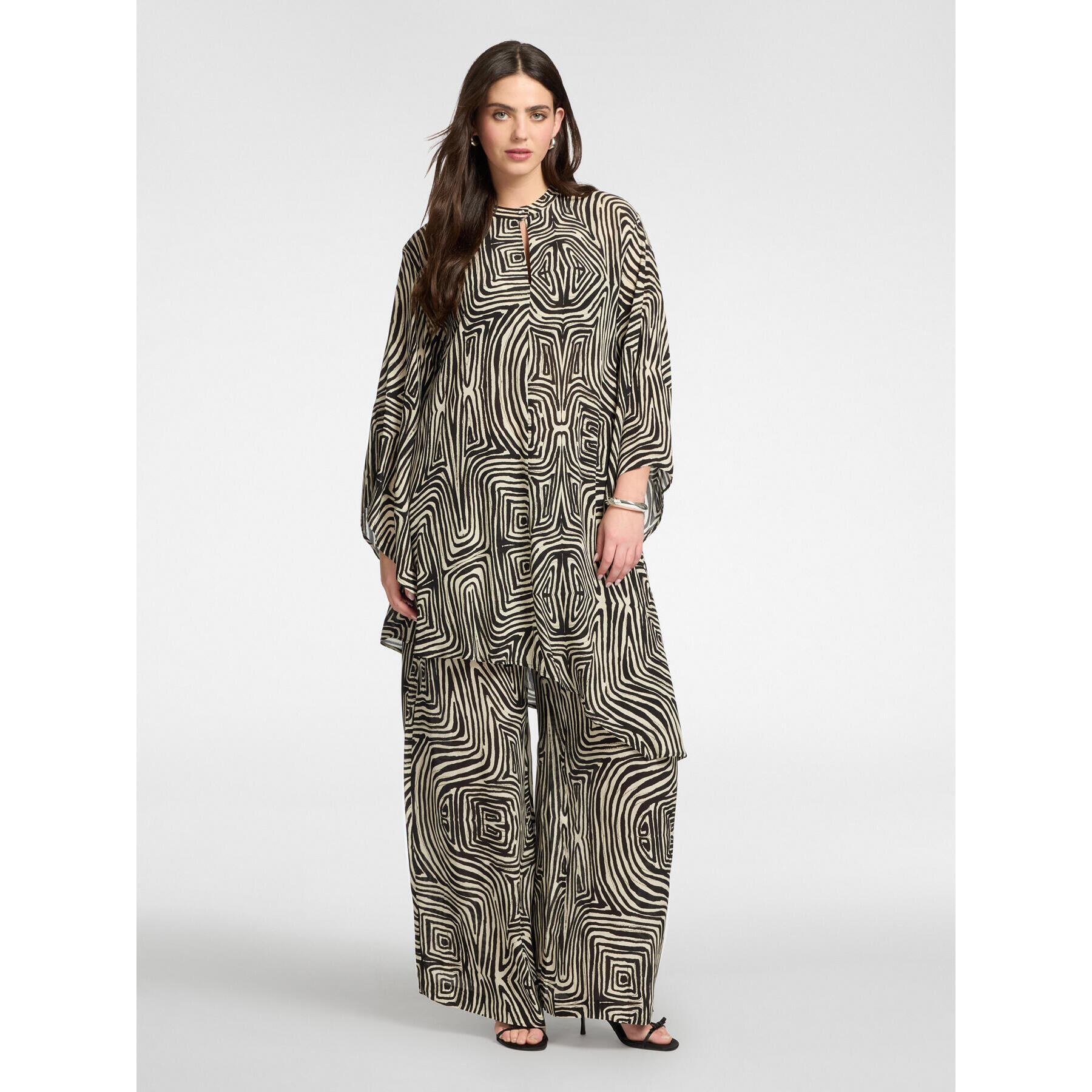 Elena Mirò - Blusa lunga stampata in viscosa - Nero