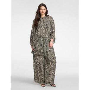 Elena Mirò - Blusa lunga stampata in viscosa - Nero