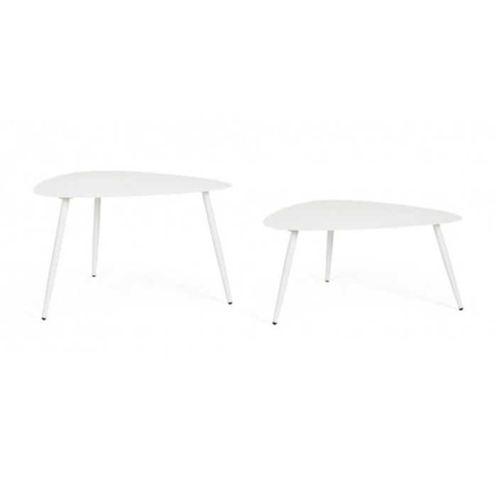 Set di 2 tavolini YVONNE in acciaio bianco