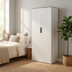 Armadio salvaspazio camera 7 ripiani avorio 87x54x210 cm - Trama