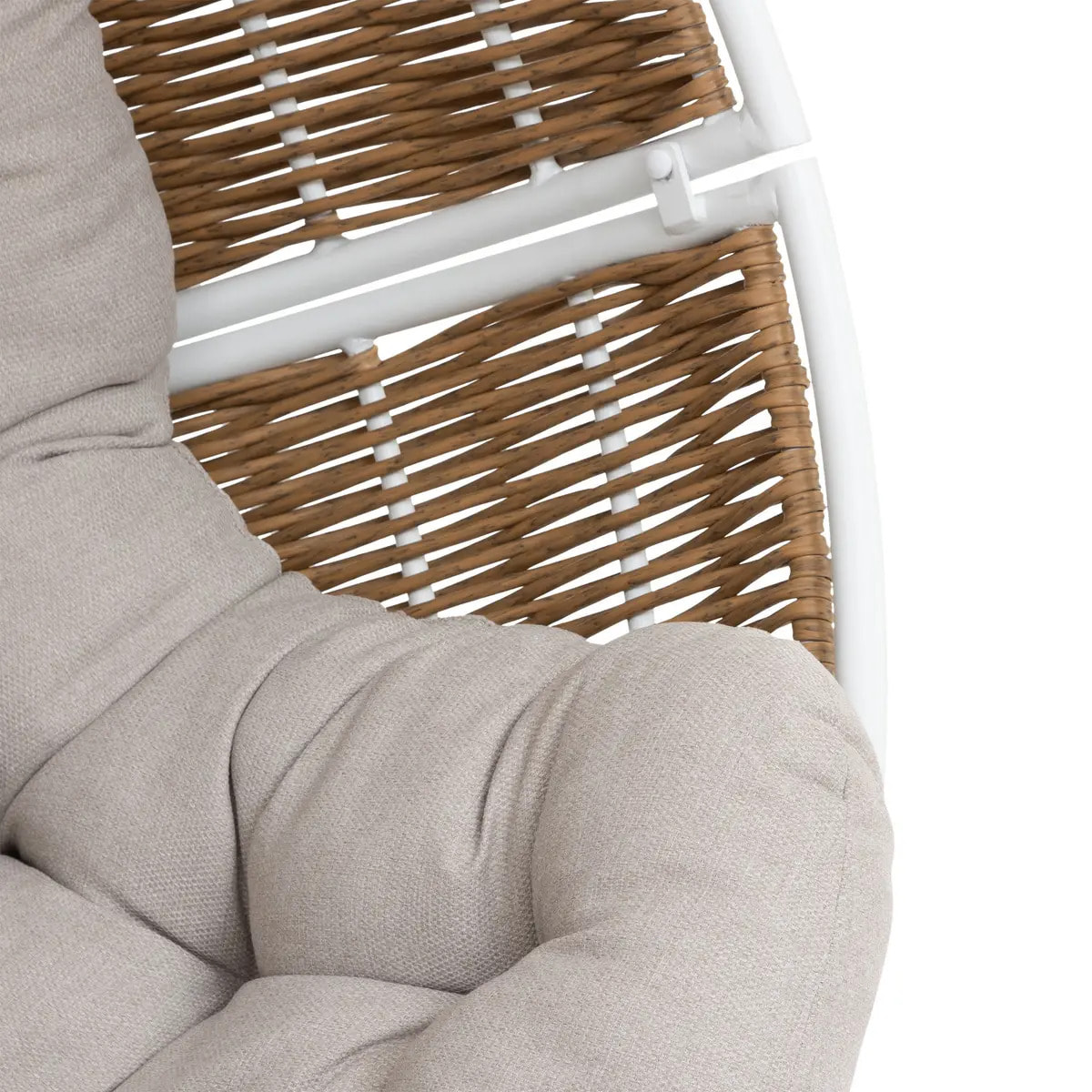 Fauteuil œuf suspendu "Orbiana" taupe en acier traité en epoxy sans pieds