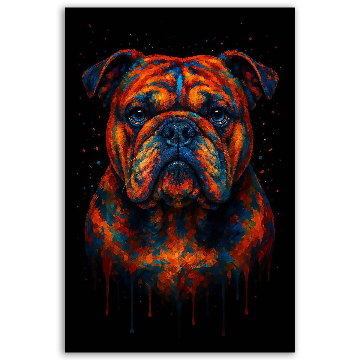 Tableau bouledogue néon vibrant Toile imprimée