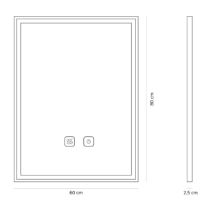 Miroir de salle de bain LED tactile Alday, 60 cm