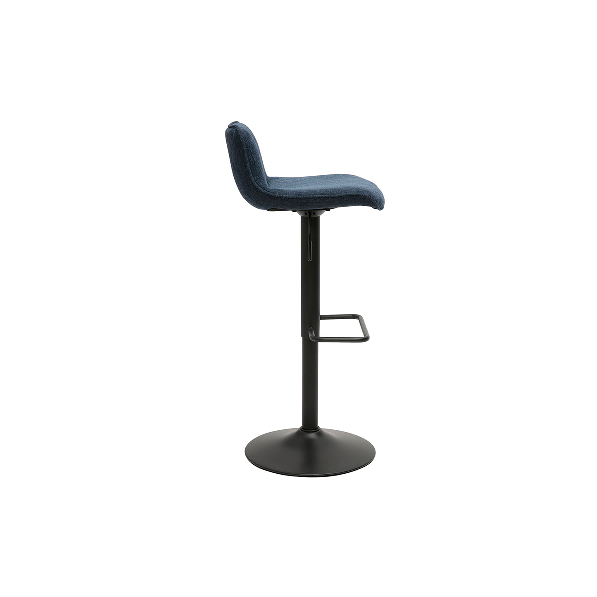 Tabourets de bar réglables pivotants 360° en tissu effet velours texturé bleu foncé et métal noir (lot de 2) BOOST