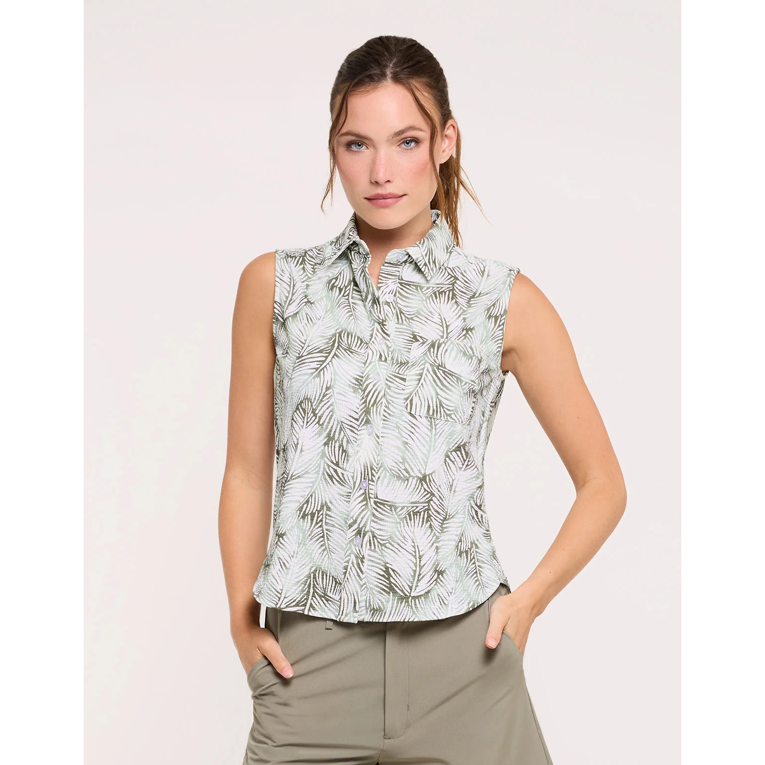 Camisa Sin Mangas Verde Tropical - Salin
