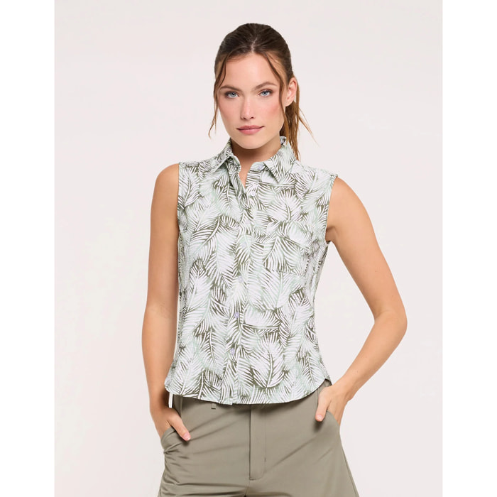 Camisa Sin Mangas Verde Tropical - Salin