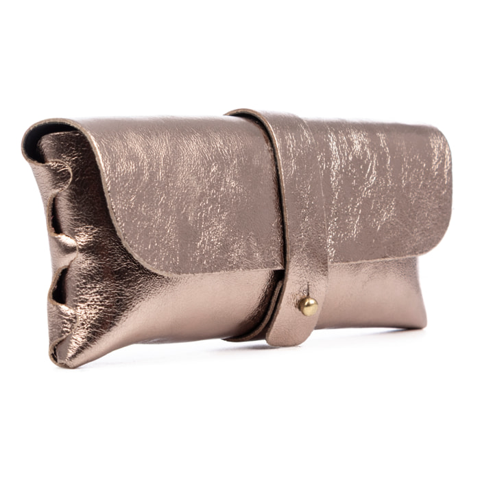 Argelato mini borsa a mano / portafoglio donna. Vera pelle scamosciata lucida.