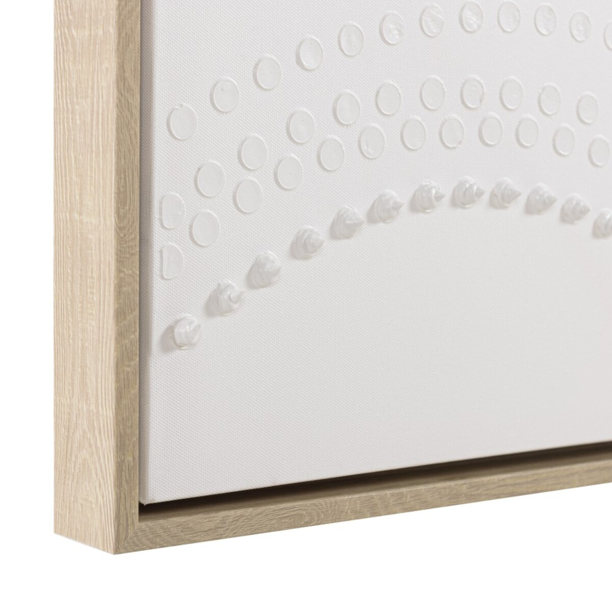 HOMER - Décoration murale 103x143cm blanche à points, cadre naturel