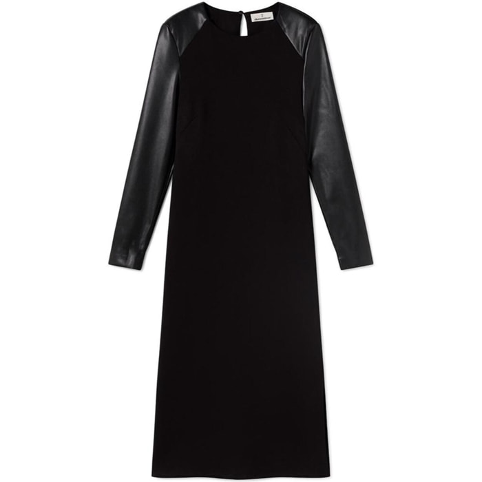 Abito midi in maglia Roma con maniche in similpelle