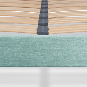 Sommier Lumière Technologie Tri-Lattes, tissu vert pastel, Bois Épicéa, H30 cm, Lattes Actives, Aération Optimale