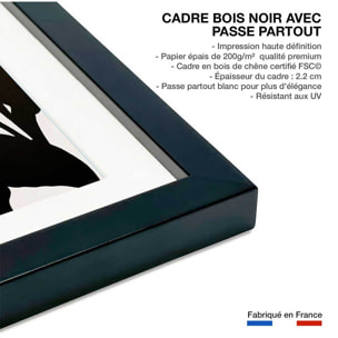 Affiche graphique ""Tropique paradis"" Affiche sous cadre noir