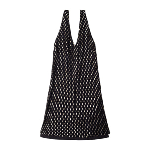 Vestido corto con lazada al cuello y escote pico