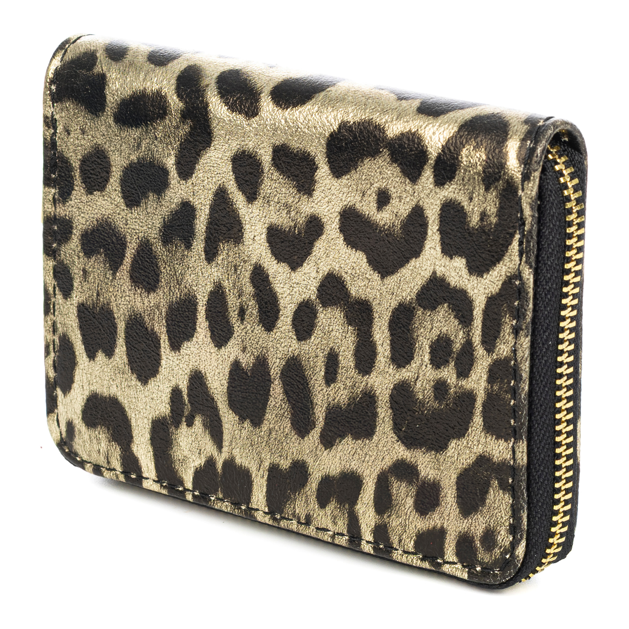 Avelengo cartera mujer, de piel auténtica Gamuza con estampado animal print leopardo lacada brillante.