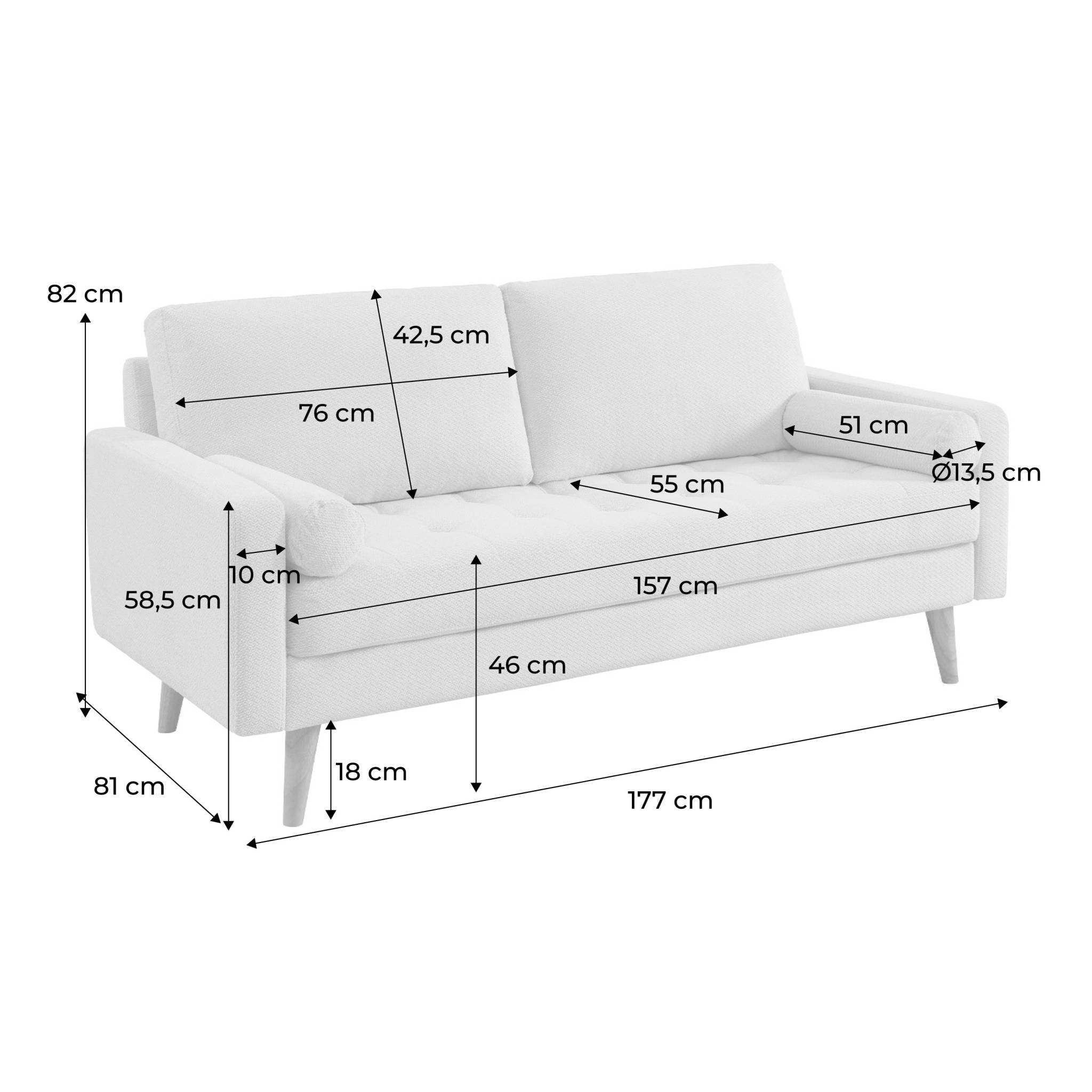 Canapé tissu chenille capitonné 3 places IVAR