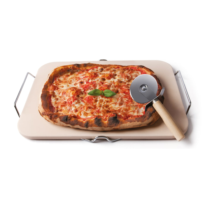 Pierre de cuisson 30,5 × 38 cm Excelsa – Nonsolopizza, Céramique Beige
