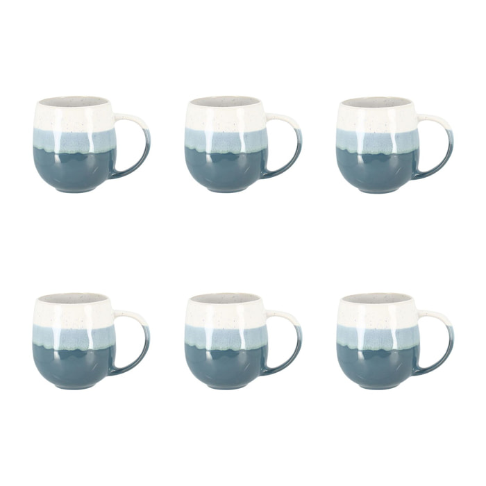 Lot de 6 mugs bleus en grès 44cl RIGA