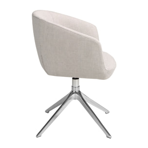 Silla Angel Cerdá giratoria con reposabrazos tapizada en tela en gris claro con estructura y patas en acero inoxidable cromado 67x59x80cm