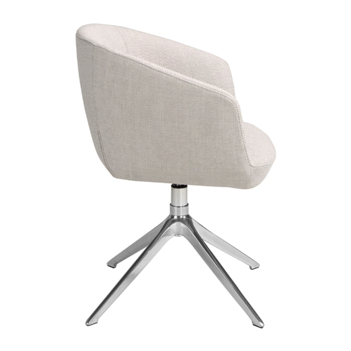 Silla Angel Cerdá giratoria con reposabrazos tapizada en tela en gris claro con estructura y patas en acero inoxidable cromado 67x59x80cm