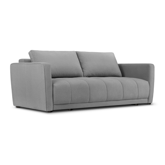 Canapé convertible avec coffre de rangement "Madrid" 3 places en tissu structurel gris