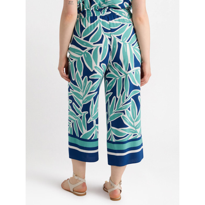 Fiorella Rubino - Pantalones estampados de viscosa LENZING™ ECOVERO™ - Azul