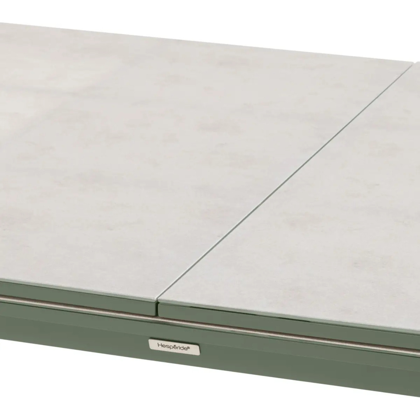 Table de jardin extensible "Pulpy" vert laurier & gris granite 12 places en aluminium verre et céramique