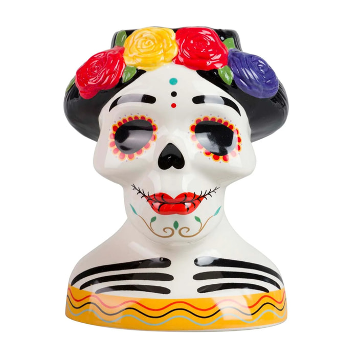 Maceta Ceramica Calavera Mexicana 17x14x22 Cm